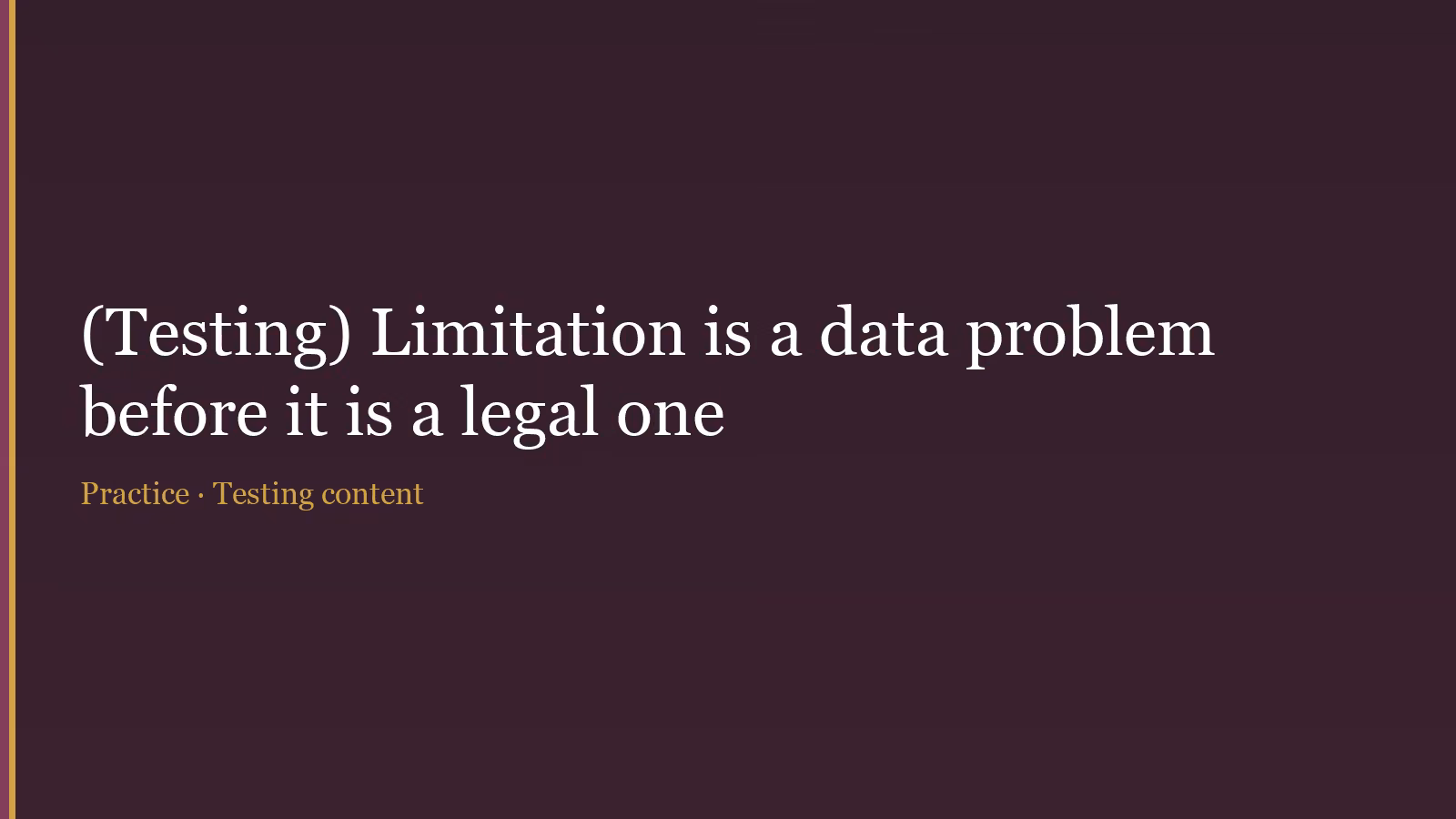 Cover card reading 'Limitation is a data problem'